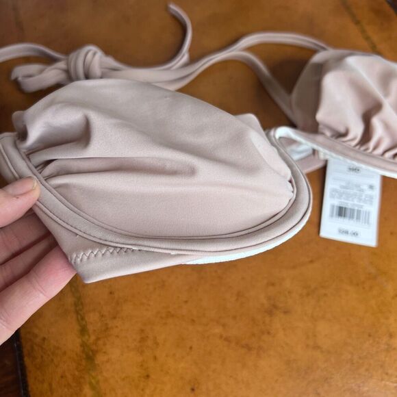 Shade & Shore NWT Blush Pink Boned Tie Neck Bikini Top Size 34D - Picture 4 of 11